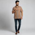 Beige -Grey Sambalpuri Cotton Shirt for men