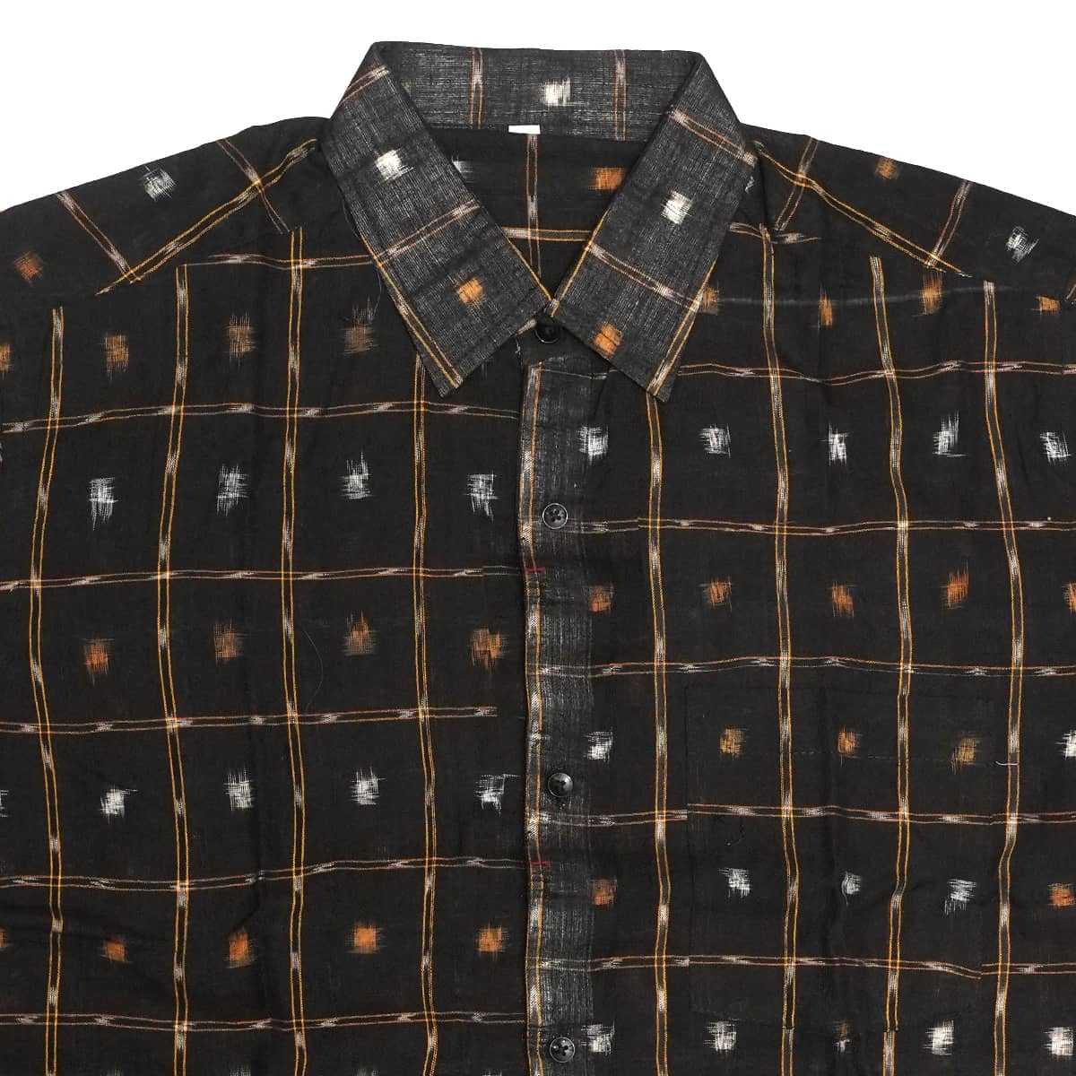 Black Checkered Printed Half-sleeve Sambalpuri Cotton Shirt