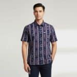 Black- Maroon Sambalpuri Cotton Half Shirt for Men