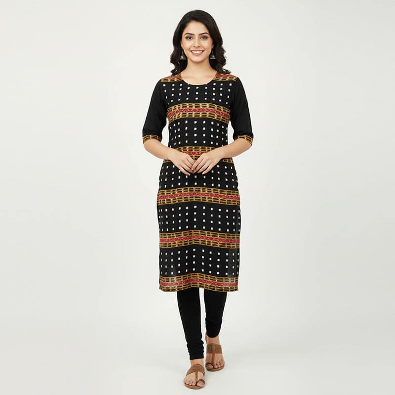 Black and Brown cotton Kurti ladies