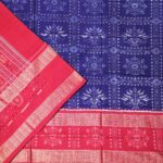 Blue and Red Sambalpuri Handwoven Cotton Saree 1