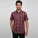Chocolate Brown Half-sleeve Sambalpuri Cotton Shirt for men