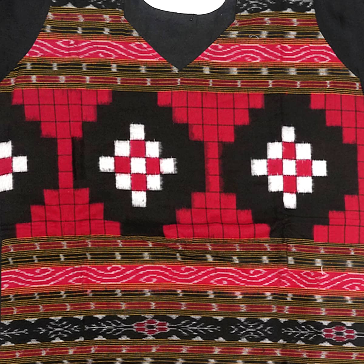 Maroon, Brown and Black Sambalpuri handwoven cotton Kurti