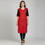 Maroon and Black cotton Kurti for ladies