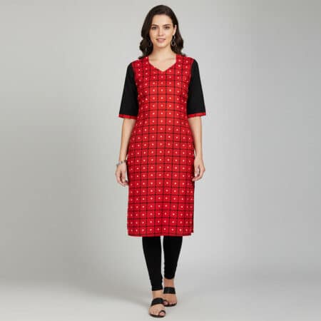 Maroon and Black cotton Kurti for ladies
