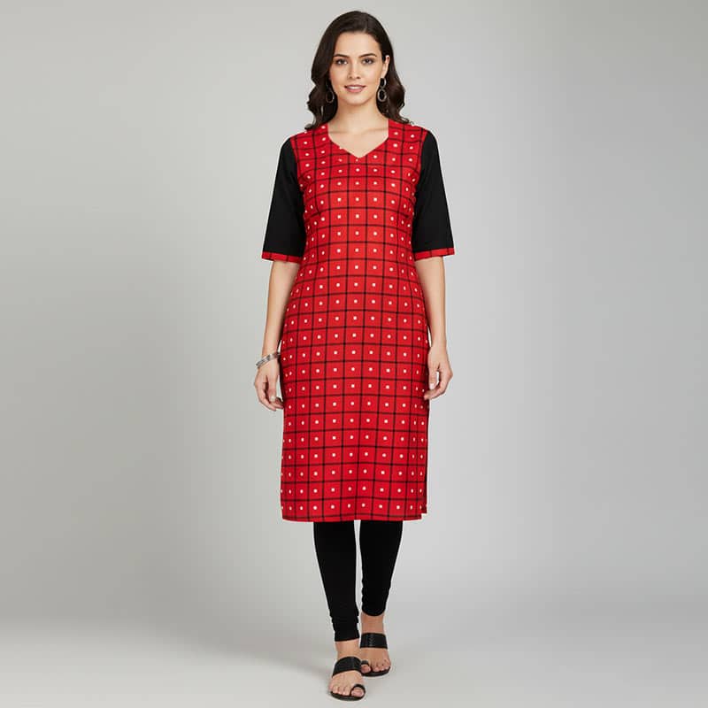 Maroon and Black cotton Kurti for ladies