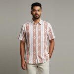 White, Off- White Sambalpuri Cotton Half Shirt for men