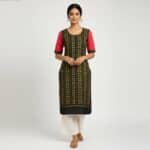 Pink, Black and Lime Yellow cotton Kurti for ladies