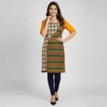 Yellow White and Green cotton Kurti ladies