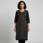 Black Handwoven Cotton Kurti for ladies