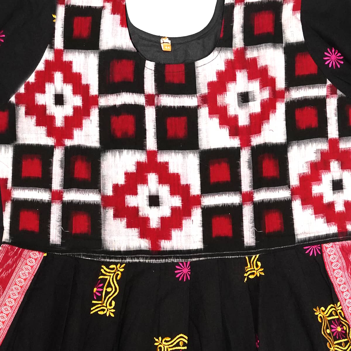 Black and Deep Red Cotton Kurti