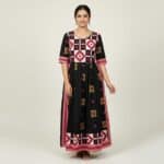 Black and Deep Red Cotton Kurti for ladies