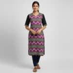 Black and Purple Cotton Kurti for ladies