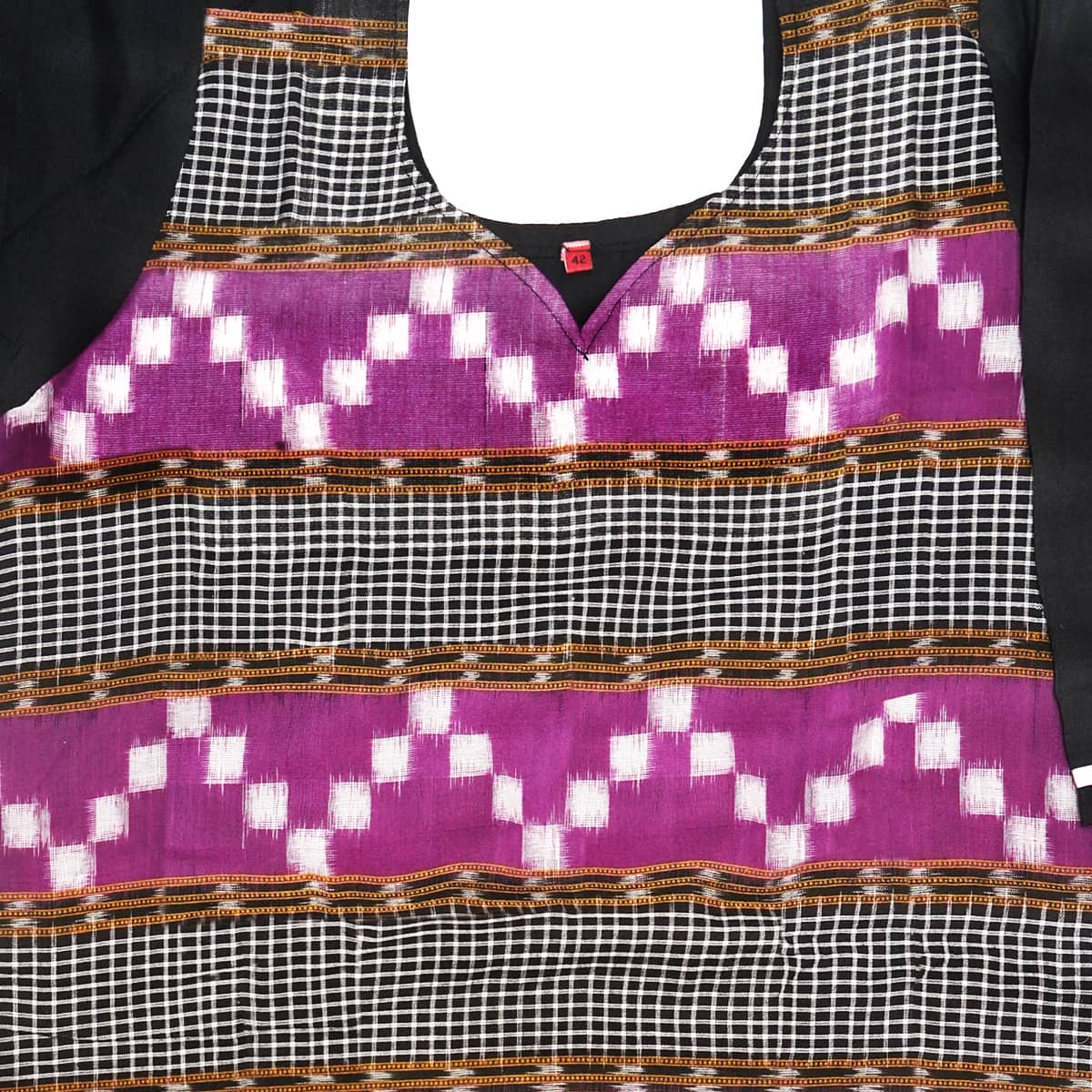 Black and Purple Handwoven Cotton Kurti