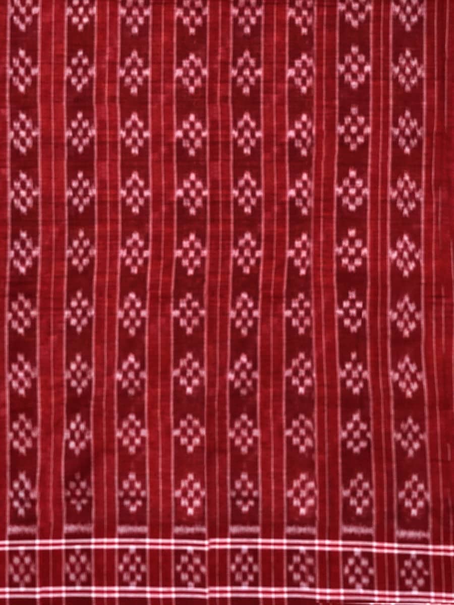 Blossom Pink and Rum Red Sambalpuri Cotton Saree 3