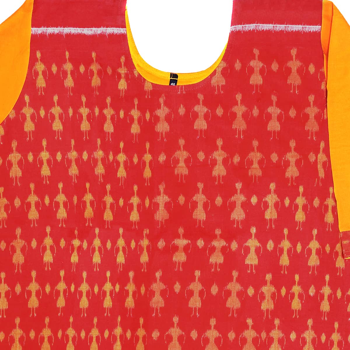 Bright Yellow and Maroon Handwoven Cotton Kurti