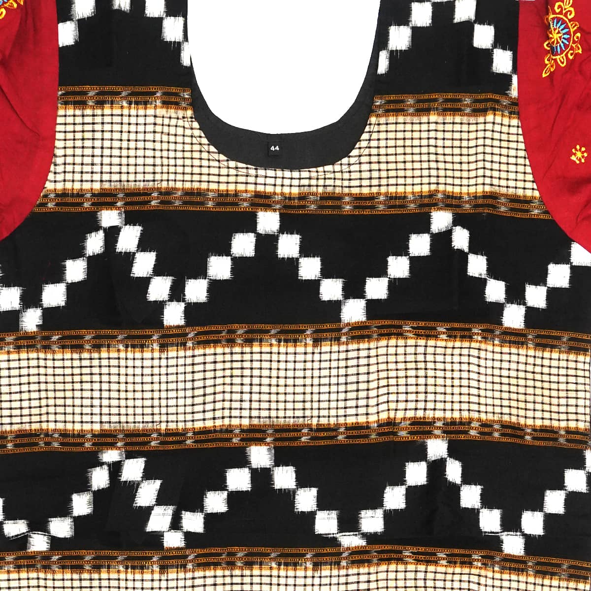 Burgundy and Black Handwoven Cotton Dress Style Kurti