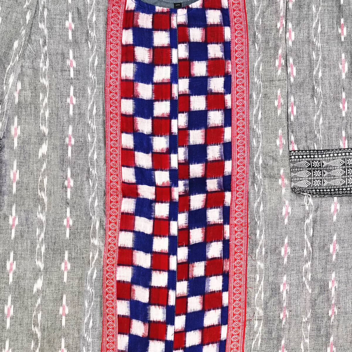 Grey Checked Cotton Kurti