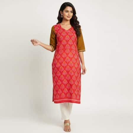 Maroon and Olive Cotton Kurti ladies
