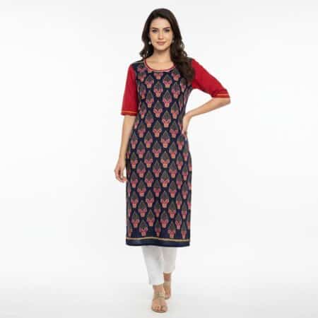 Navy and Maroon Cotton Kurti ladies