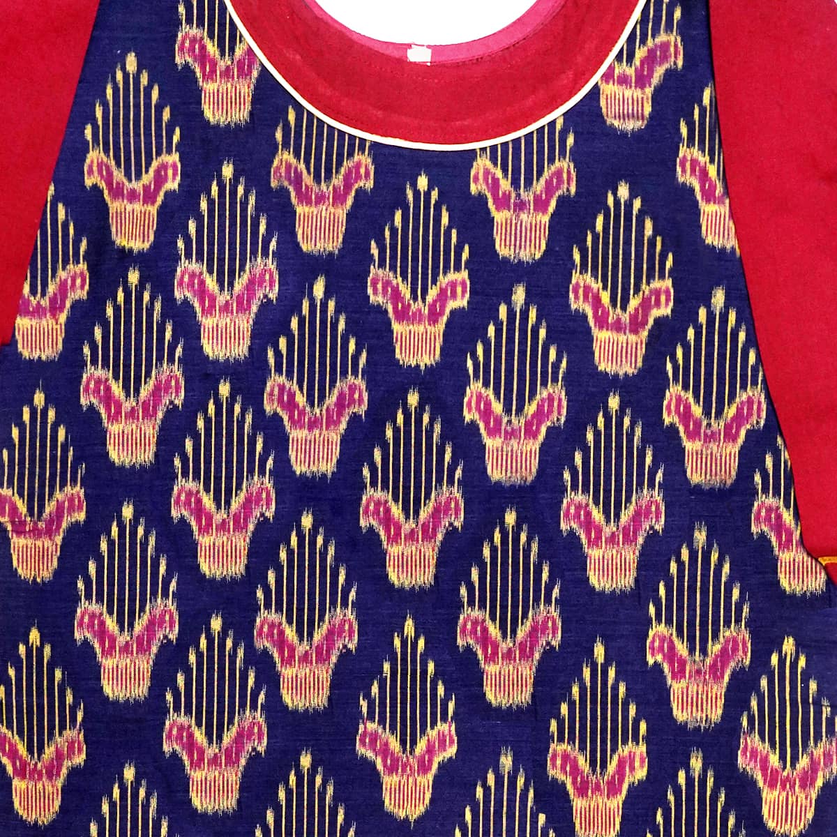 Navy and Maroon Handwoven Cotton Kurti