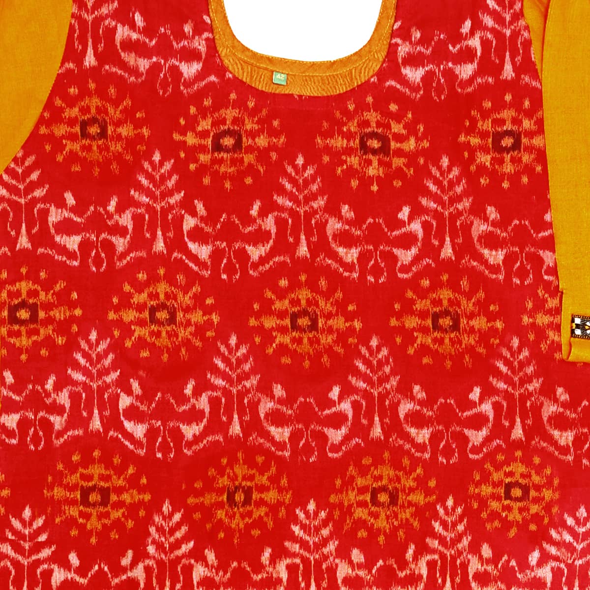 Pink and Sunflower Yellow Handwoven Cotton Kurti