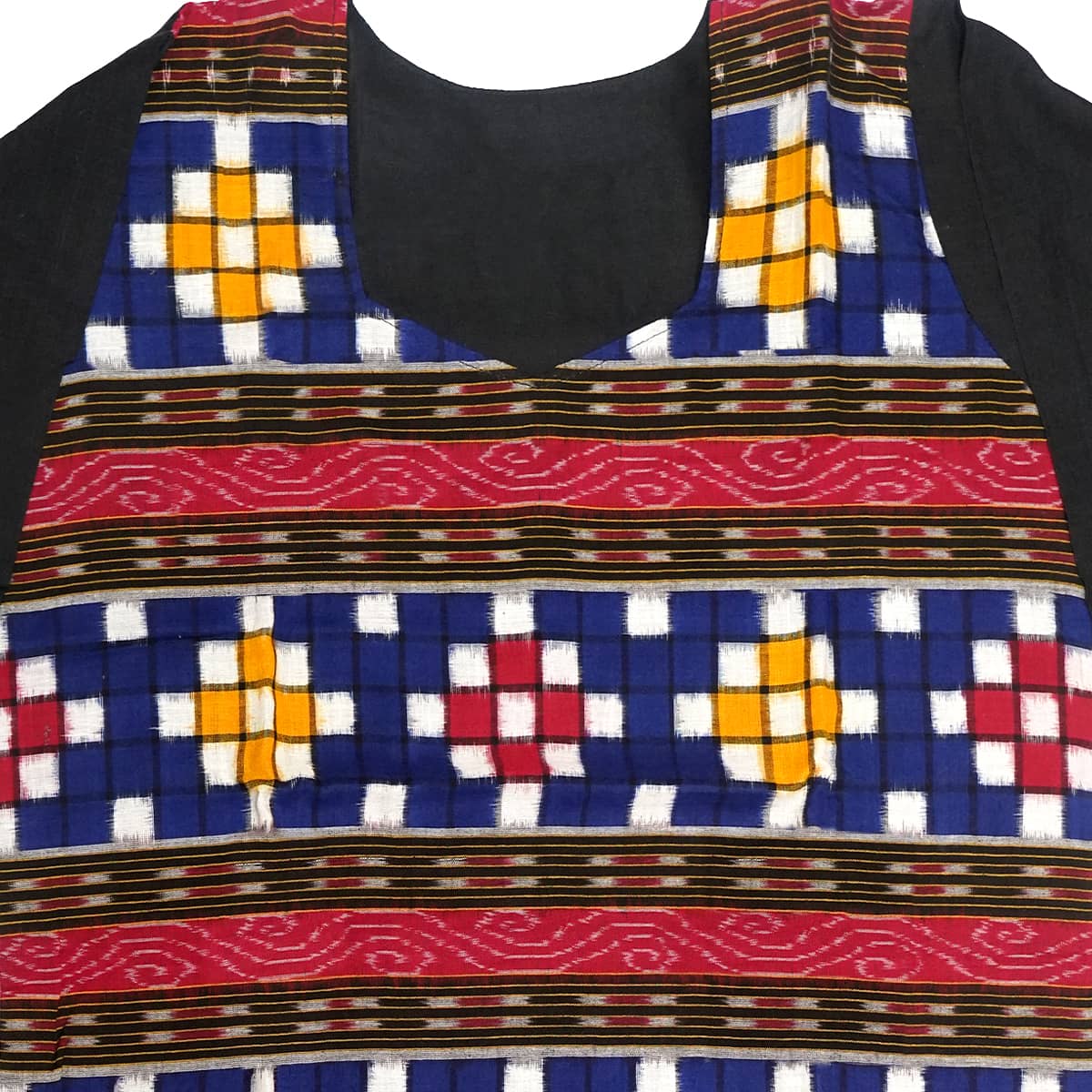 Red, Yellow, Blue and Black Handwoven Cotton Kurti