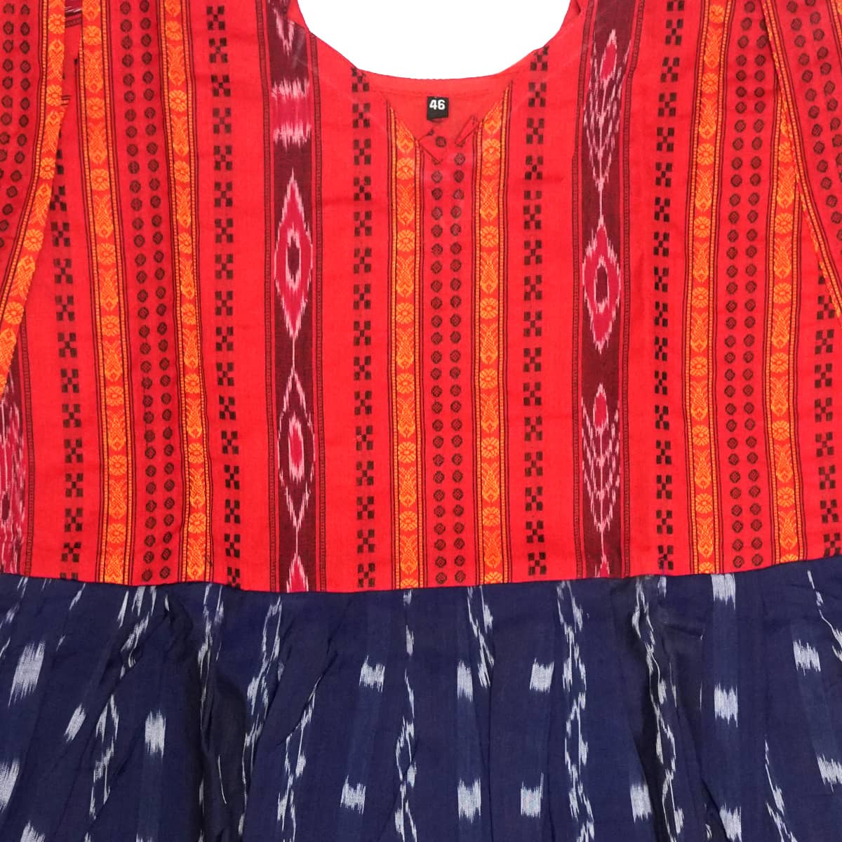 Red and Navy Blue Cotton Kurti