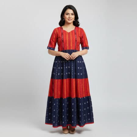 Red and Navy Blue Cotton Kurti for ladies