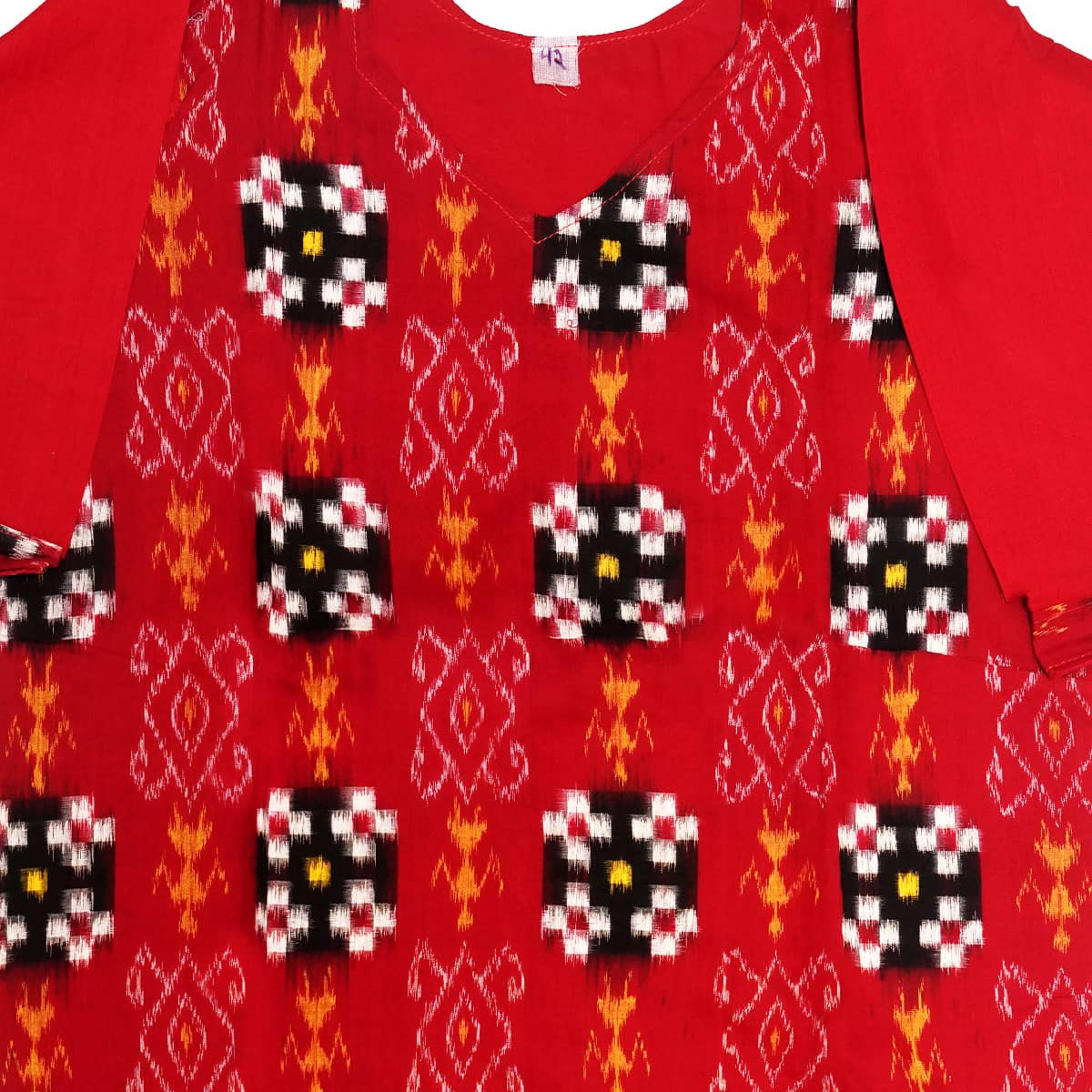 Tomato Red Handwoven Pasa Cotton Kurti